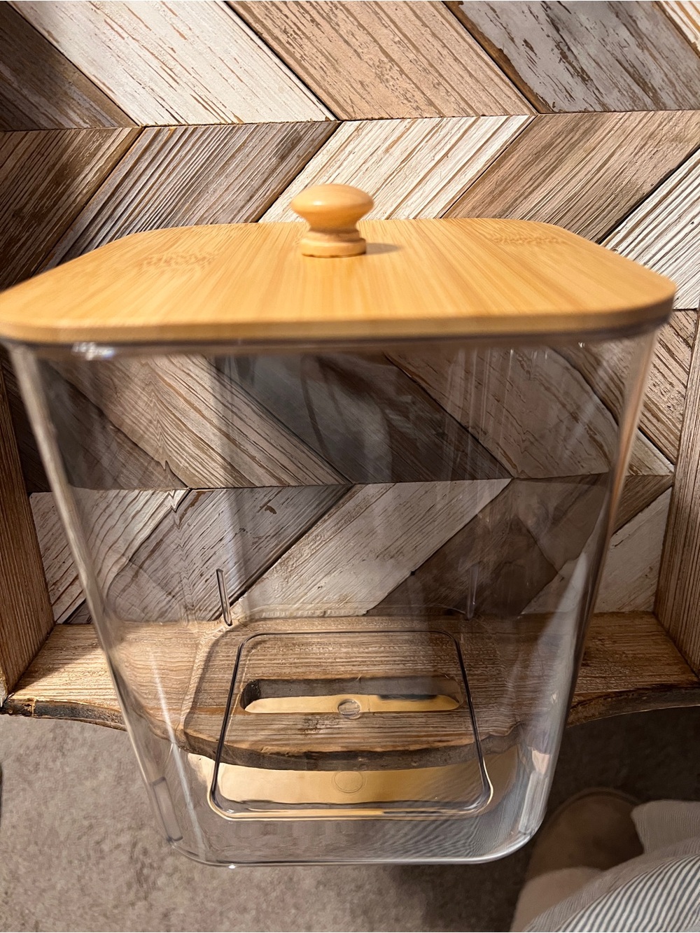 Clear Storage Canister with Bamboo Lid - Laundry, Kitchen, Bath